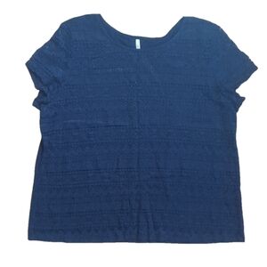 Leo and Nicole Navy Blue Lace Front T-Shirt XXL